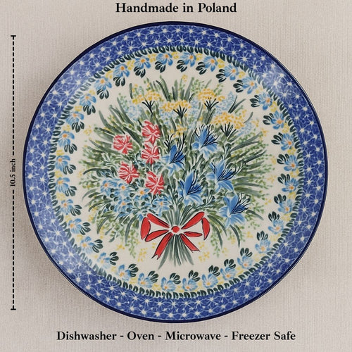 Day Lily Bouquet Dinner Plate Polish Pottery