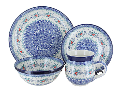 Polish Pottery December Joy 4 Piece Place Setting - Service for 1