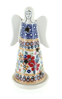 Polish Pottery Red Daisy Small Angel Luminary
