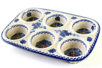 Daisy Surprise Muffin Pan Polish Pottery