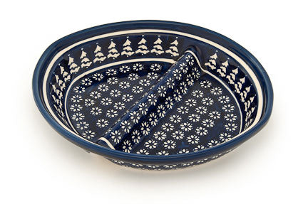 Winter Nights Large Divided Dish Polish Pottery