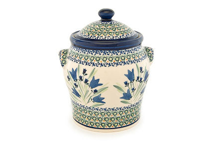 Blue Tulip Large Canister Polish Pottery