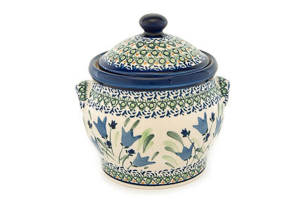 Blue Tulip Medium Canister Polish Pottery