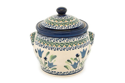 Blue Tulip Small Canister Polish Pottery