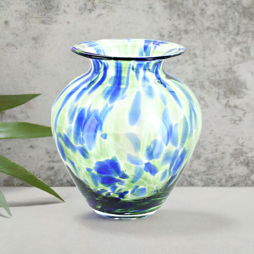 Cobalt and Green Glass Vase Polish Pottery