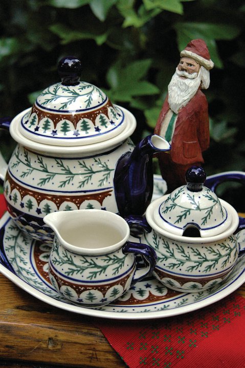 Evergreen Large Teapot Polish Pottery