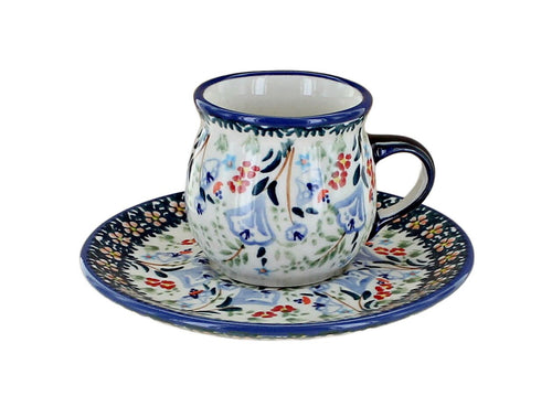 Polish Pottery Periwinkle Espresso Cup & Saucer