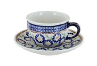 Polish Pottery Peach Blossom Cup & Saucer
