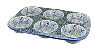 Polish Pottery Periwinkle Muffin Pan