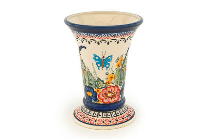 Floral Butterfly Small Vase Polish Pottery