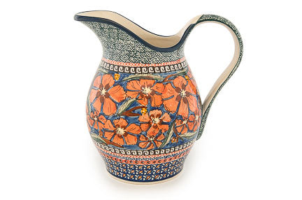Polish Pottery Jungle Flower Pitcher
