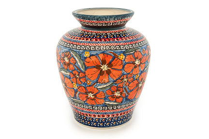 Jungle Flower Medium Vase Polish Pottery