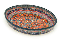 Jungle Flower Medium Oval Baker Polish Pottery