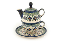 Mosaic Flower Individual Teapot & Cup Polish Pottery