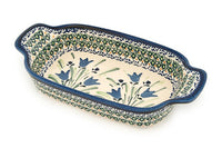 Blue Tulip Rectangular Serving Dish Polish Pottery