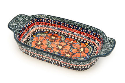 Jungle Flower Rectangular Serving Dish Polish Pottery