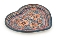 Jungle Flower Heart Plate Polish Pottery