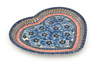 Blue Art Heart Plate Polish Pottery