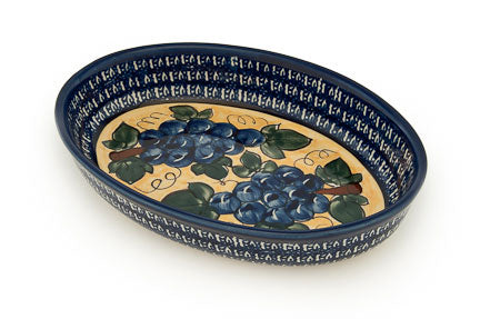 Grapes Small Oval Baker Polish Pottery