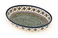 Mosaic Flower Small Oval Baker Polish Pottery