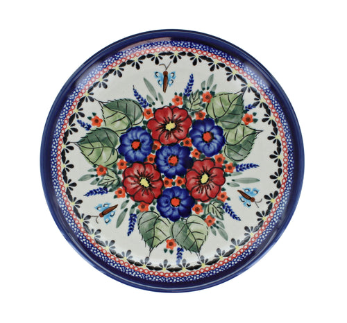 Floral Butterfly Dessert Plate Polish Pottery