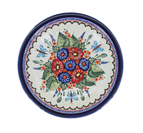 Floral Butterfly Soup Plate Polish Pottery