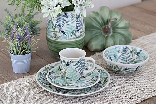 Woodland Fern Dessert Plate Polish Pottery
