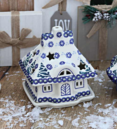 Festive Fir House Luminary Polish Pottery
