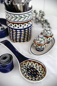 Evergreen Large Spoon Rest Polish Pottery