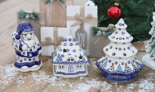 Festive Fir Santa Luminary Polish Pottery