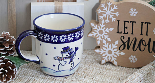 Frosty Friend Plain Coffee Mug Polish Pottery