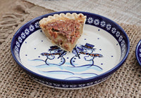 Frosty Friend Pie Plate Polish Pottery