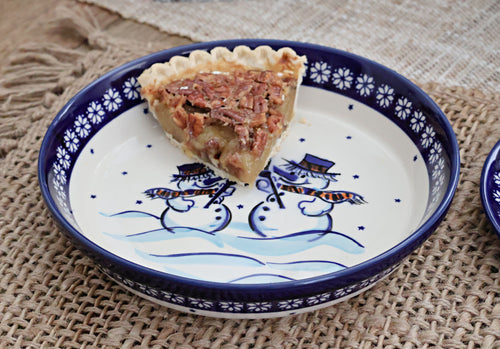Frosty Friend Pie Plate Polish Pottery