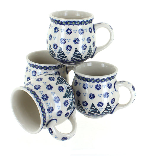 Polish Pottery Festive Fir 4 PC Bubble Mug Set