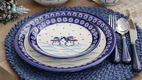 Frosty Friend Dessert Plate Polish Pottery