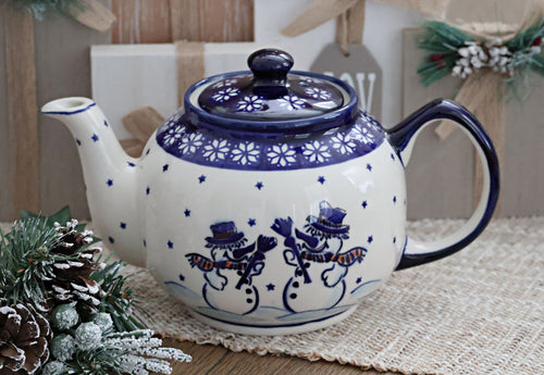 Frosty Friend Medium Teapot Polish Pottery