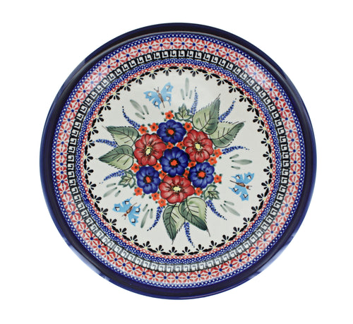 Floral Butterfly Dinner Plate Polish Pottery
