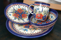 Floral Butterfly Cereal/Soup Bowl Polish Pottery