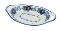 Polish Pottery Forget Me Not Oval Dish with Handles