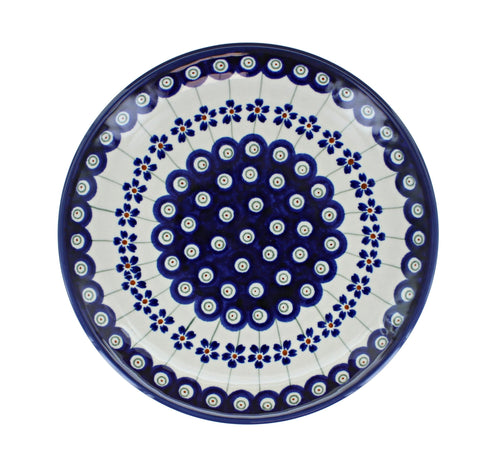 Flowering Peacock Dessert Plate Polish Pottery