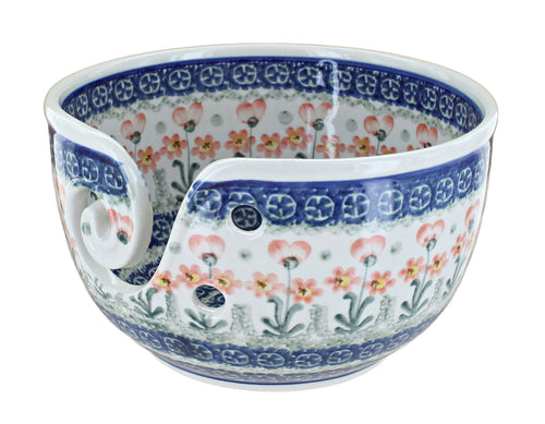 Polish Pottery Peach Posy Yarn Bowl