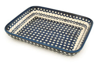 Flowering Peacock Medium Rectangular Baker Polish Pottery