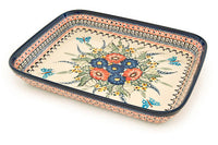Floral Butterfly Medium Rectangular Baker Polish Pottery