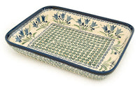 Blue Tulip Medium Rectangular Baker Polish Pottery