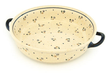 Country Meadow Round Casserole with Handles Polish Pottery