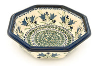 Blue Tulip Large Octagonal Bowl Polish Pottery
