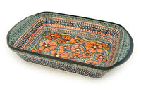 Jungle Flower Large Rectangular Baker with Handles Polish Pottery