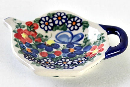 Garden Butterfly Tea Bag Holder Polish Pottery