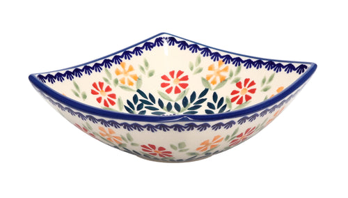 Garden Bouquet Small Square Bowl Polish Pottery