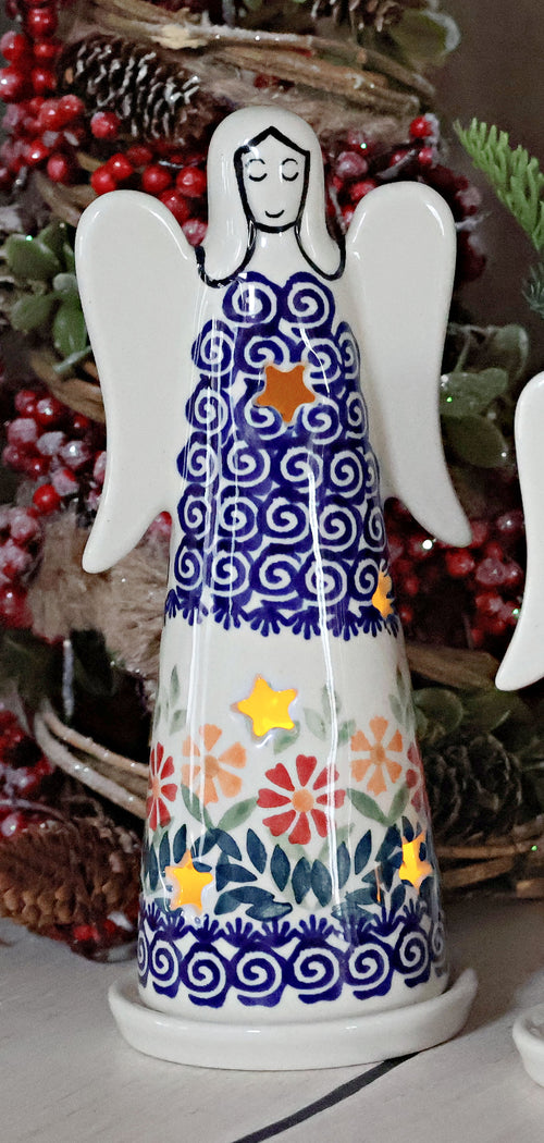Garden Bouquet Large Angel Luminary Polish Pottery